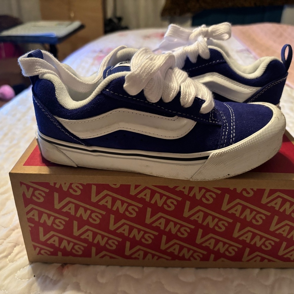 Vans Kids Blue and White Low-Top Sneakers - Picture 2 of 5